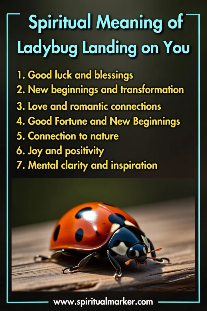 image showing spiritual meanings of ladybug landing on you