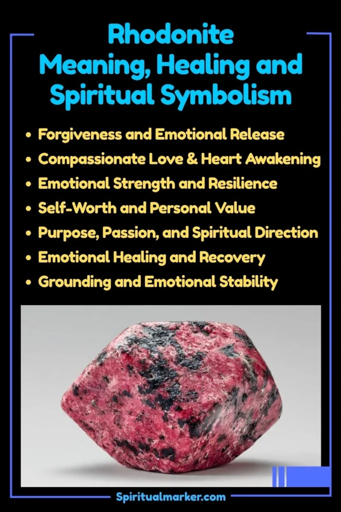 Rhodonite Meaning, Healing Properties, and Spiritual Symbolism